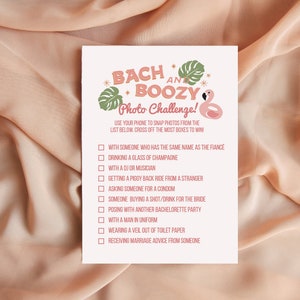 Tropical Palm Springs Bachelorette Drinking Game | Flamingo Pool Party Bachelorette Drink If Game | Bach and Boozy Drinking Game