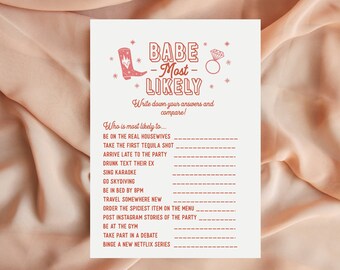 Nashville Bachelorette Drinking Game / Smashed in Nash Bash en Nash Printable Game / Bachelorette Most Likely Game Descarga instantánea