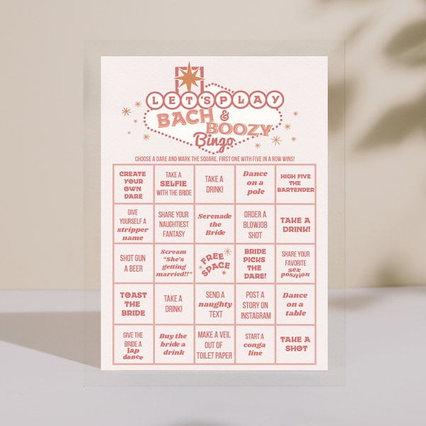 Gioco da bere per l'addio al nubilato a Las Vegas / Gioco da bere per l'addio al nubilato Bingo / Gioco delle damigelle d'onore a Las Vegas / Download immediato di materiale stampabile per feste