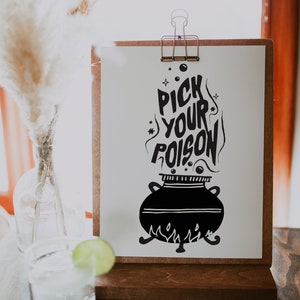Pick your Poison | Halloween Party Sign | Halloween Party Decor | Halloween Bar Sign | Halloween Here for the Boos | Witches Brew