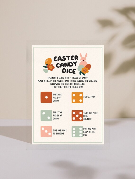 Easter Candy Dice Game | Family Easter Game | Kids Easter Game Printable | Boho Easter Game | Instant Download