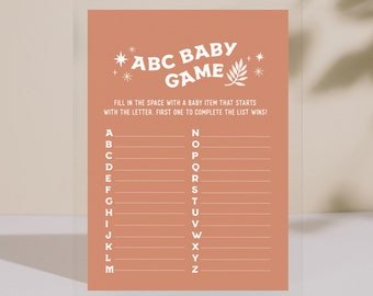 Babyshower ABC Babyspel Enkelt Boho Blommigt Naturligt Utskrivbart Direktnedladdning