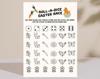 Easter Dice Kids Game Printable | Easter Bunny Printable Game | Kids Table Easter Party Game Download