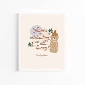 Honey Bear Favor Sign Baby Shower Printable Instant Download
