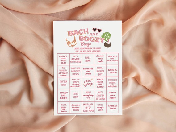 Tropical Palm Springs Bachelorette Drinking Game | Flamingo Pool Party Bachelorette Bingo Game | Bach and Boozy Pool Drinking Game