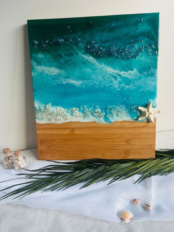 Majestic Ocean Embrace: Exclusive Handcrafted Resin Wave Art Piece