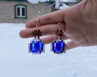 Boucles d'oreilles fioles de potions pixelisées