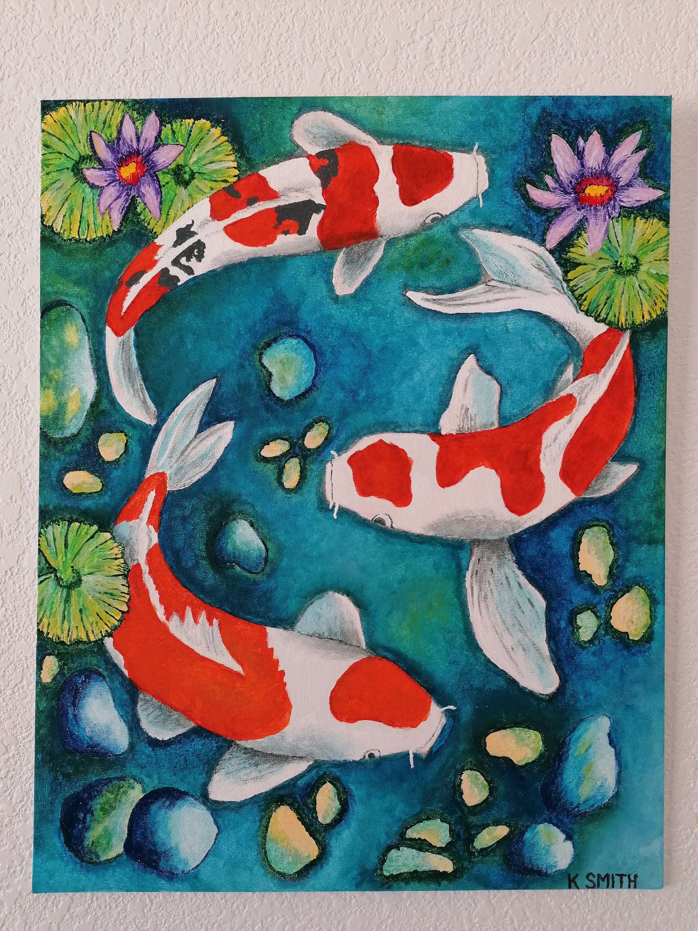 Koi Original Acrylic Painting Auspicious Koi Pond Series 55 Off Koi Original Acrylic Painting Auspicious Koi Pond Series 55 Off