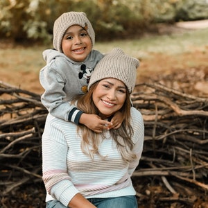 Gebreide slouchymuts, gebreide dames-, heren- en kindermuts, wintermuts
