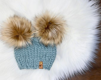 Double Pompom Hat, Baby hat, Kids Hat, Winter Hat, Double Pompom Beanie, Gender Neutral Gift, Handmade Gift