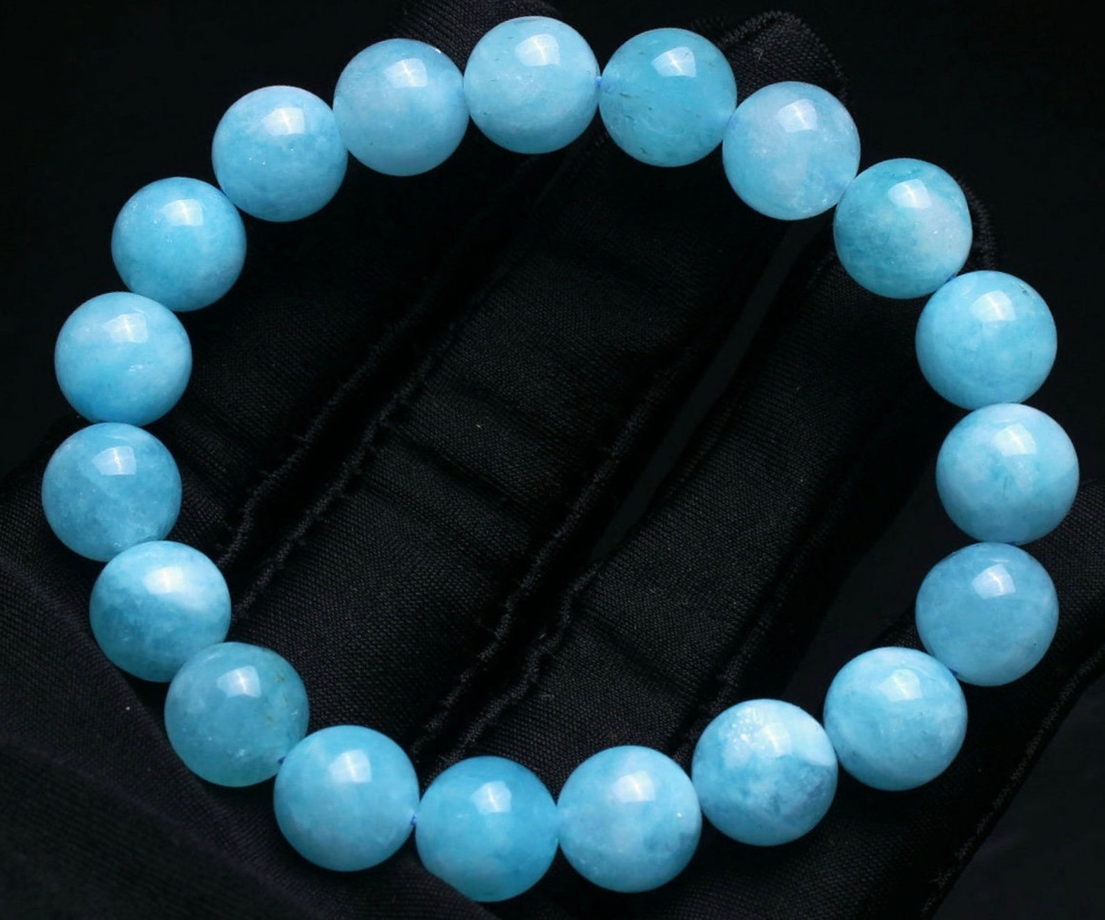 10.1mm AQUAMARINE BRACELET. Throat chakra | Etsy