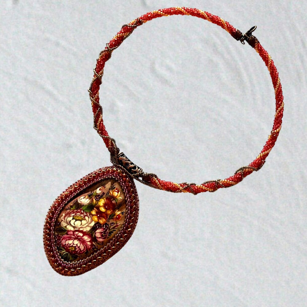 Handmade enamel jewelry Hand painted enamel pendant Massive Etsy