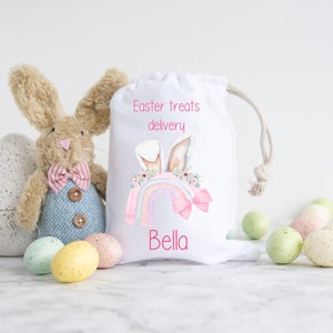 Easter treat bag | personalised easter gift | easter bag | bunny rabbit | drawstring bag | sublimation | Easter bunny gift | Easter egg hunt