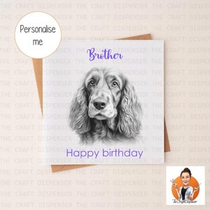 Cocker anglais | carte d'anniversaire | carte personnalisée | maman | papa | nan | soeur | ami