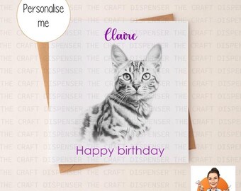 Bengal cat | birthday card | personalised card | mum | nan | sister | friend