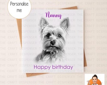 Yorkshire Terrier dog | birthday card | personalised card | mum | dad | nan | sister | friend