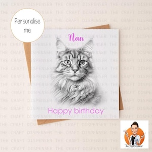 Chat Maine coon | carte d'anniversaire | carte personnalisée