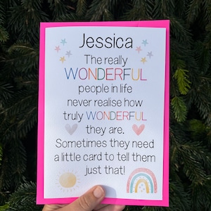 Carta di positività / biglietto di auguri personalizzato / rallegrati / pensando a te / arcobaleno / sei meraviglioso