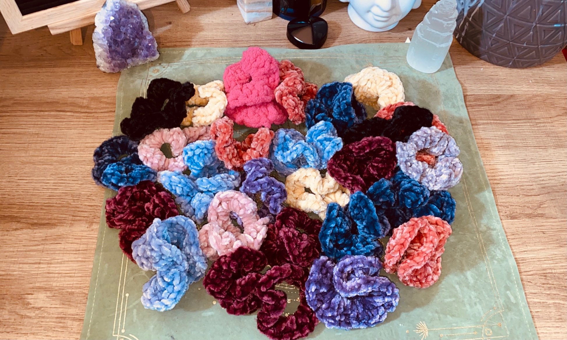 Velvet and Blanket Yarn Crocheted Scrunchies Etsy UK