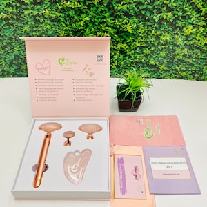 LUXEMMA 4 in 1 Beauty Vibrating Roller & Gua Sha Set