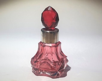Victorian Ruby cut glass scent bottle with silver top 1899 delivery included