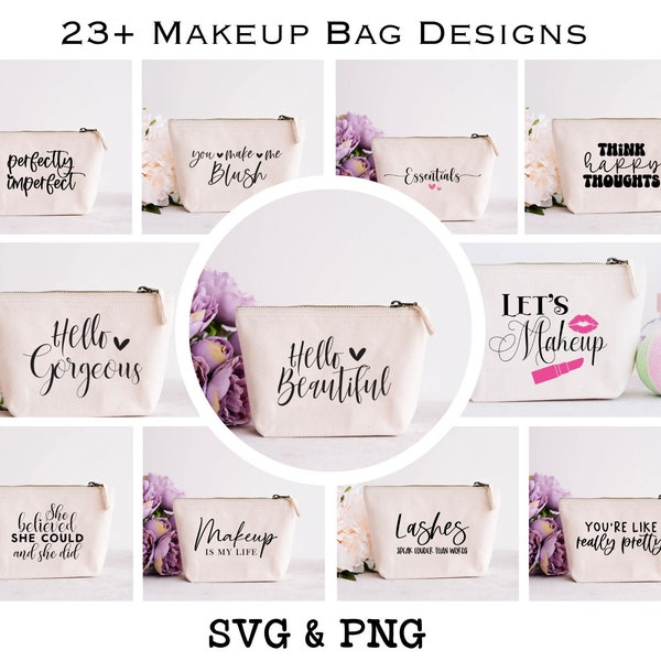 23+ Makeup Bag Design SVG | Make Up Bag Svg  | Makeup Bag Designs |  PNG | Sublimation | Cut FIle