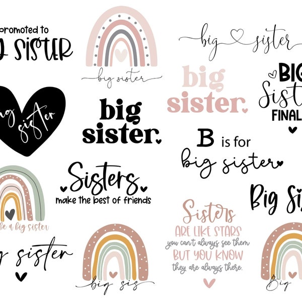 Pacchetto Big Sister SVG / Big Sister JPEG / Body Tutina Tshirt jpeg / Big Sister PNG / Sublimazione / Taglia FIle