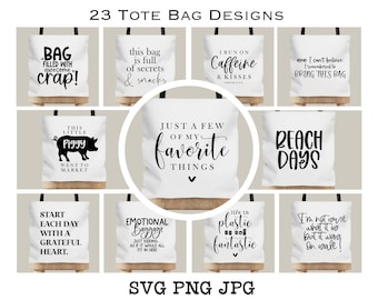 23 Tote Bag Design SVG Bundle | Tote Bag SVG Jpg | Shopping Svg | Tote Bag |  PNG | Sublimation | Cut FIle