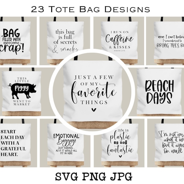 23 Tote Bag Design SVG Bundle | Tote Bag SVG Jpg | Shopping Svg | Tote Bag |  PNG | Sublimation | Cut FIle