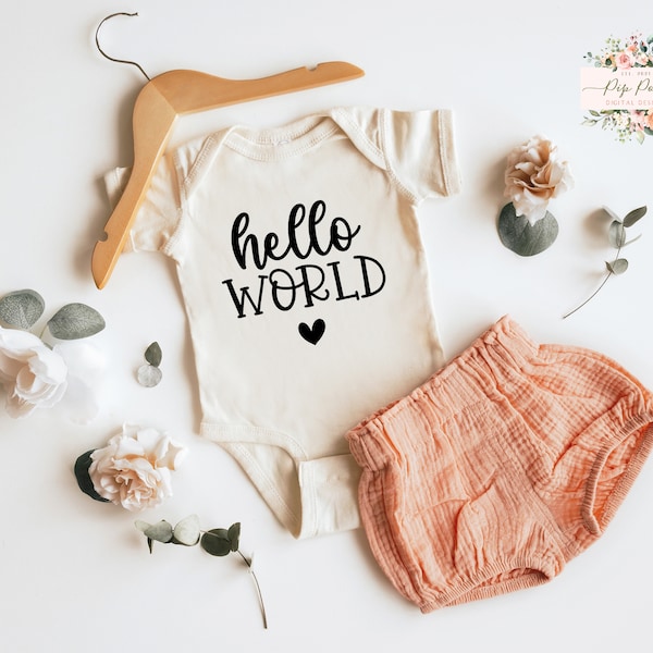 Hello World SVG |  Baby Svg | Baby Bodysuit Onesie jpeg | Baby Hello World PNG | Sublimation | Cut FIle