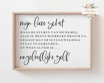 Mijn Lieve Schat SVG | Playroom Decorative Svg | Inspirational Sign PNG | Nederlands Nursery JPEG | Sublimation | Cut FIle