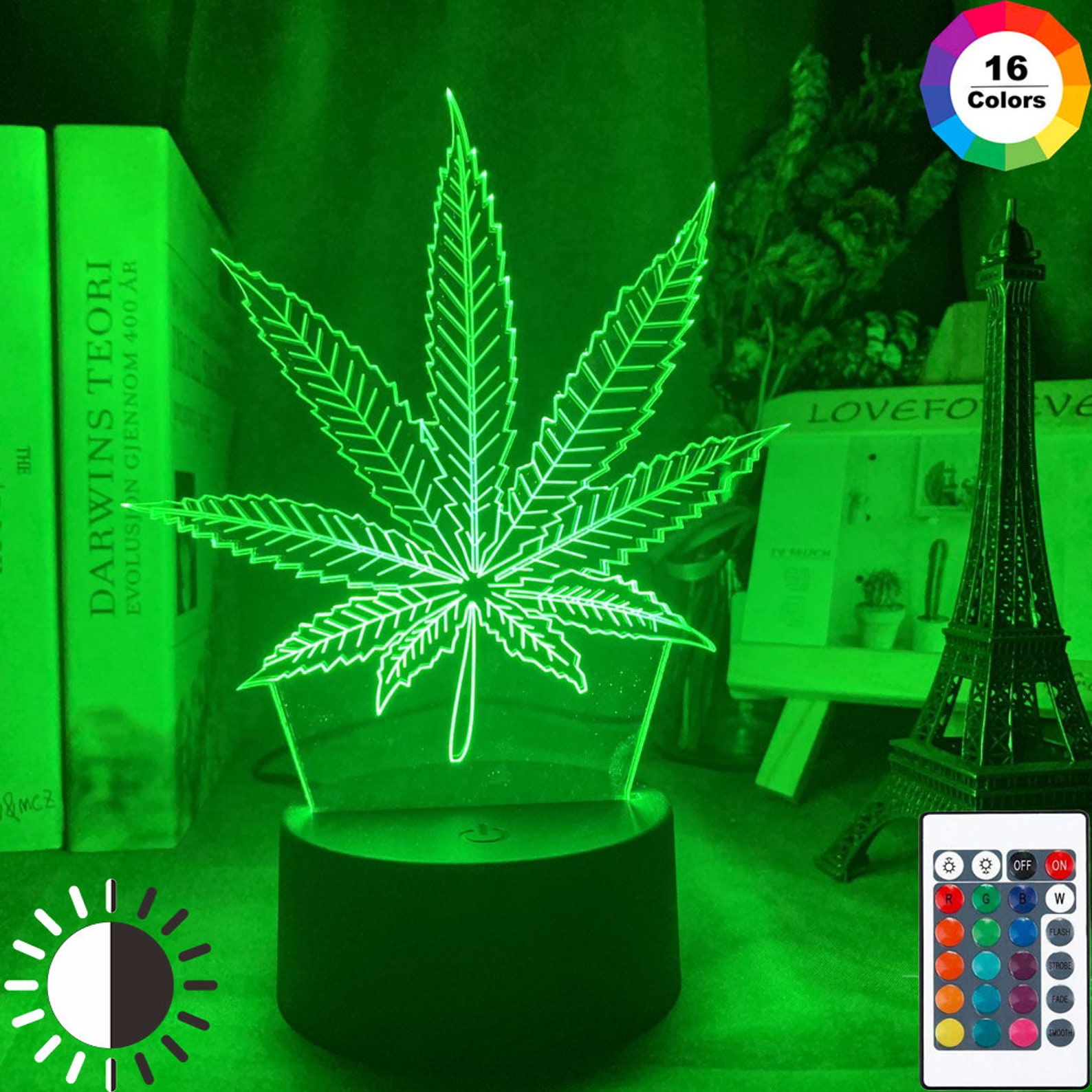 Weed 3D Acrylic Night Light LED Colorful Light Weed Gifts Etsy