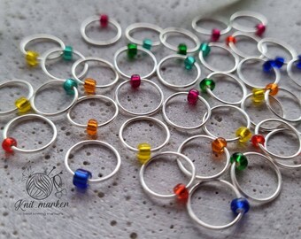 25 stitch markers set, rings closed Coloured 6 mm inner diameter