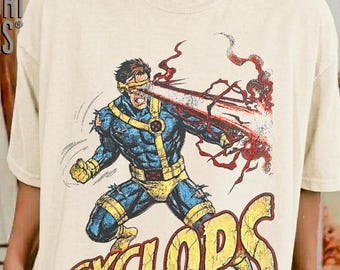 T-shirt Cyclope vintage | T-shirt graphique rétro années 90 | T-shirt oversize de super-héros | Cadeau Scott Summers, héros mutant