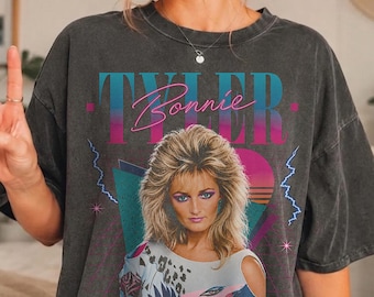 T-shirt vintage Comfort Colors® hommage à Bonnie Tyler, sweat-shirt graphique rétro synthwave années 80, cadeau nostalgique pour les fans de rock et de pop