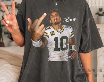 T-shirt Jordan Love Green Bay Football, sweat-shirt graphique doigt d'honneur cigare bière n° 10 Comfort Colors, cadeau unisexe pour les fans du Wisconsin