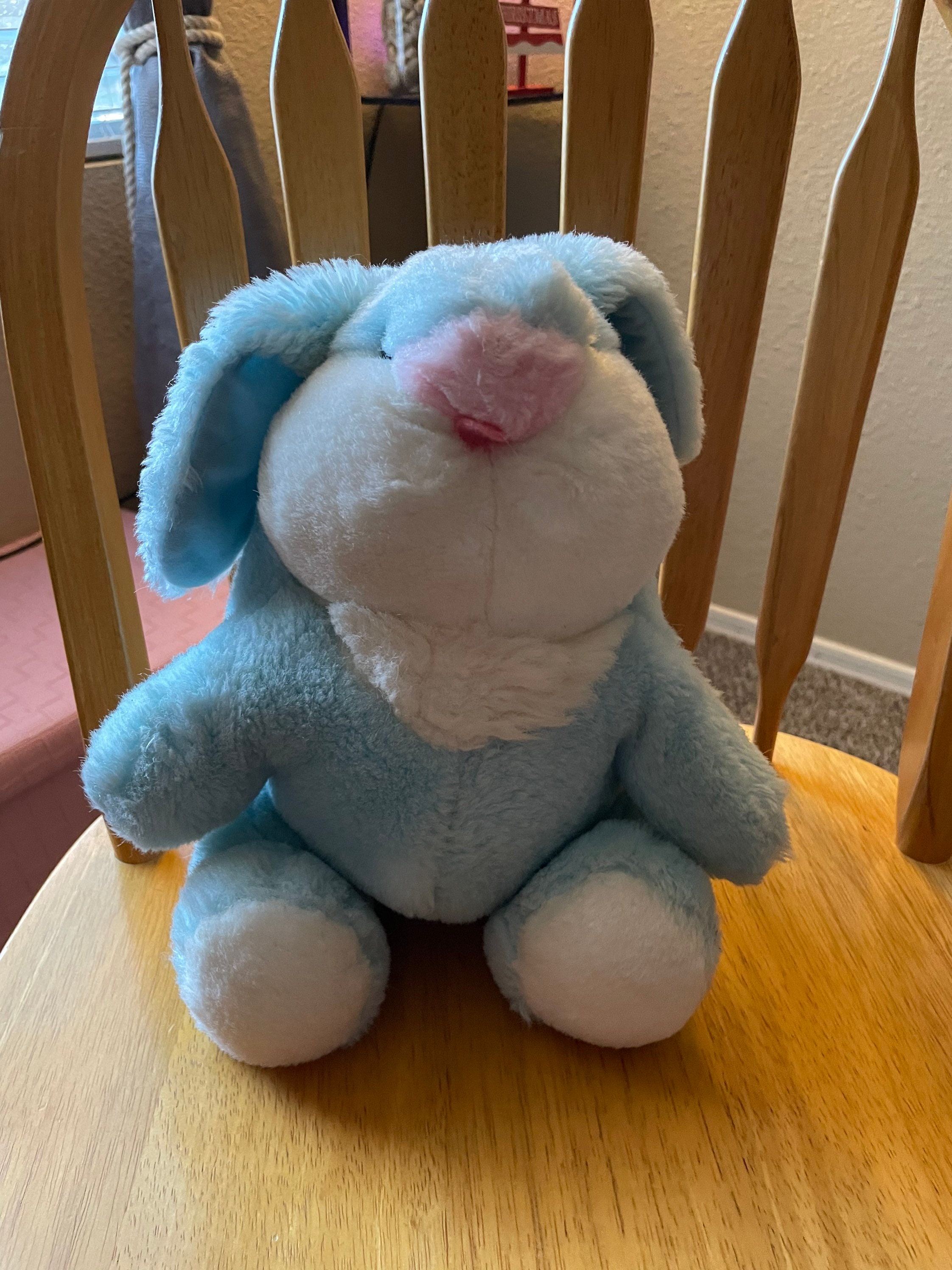 Blue Rabbit Stuffed Animal Vintage Blue and White Bunny Rabbit Stuffed Animal Plush Toy - Etsy