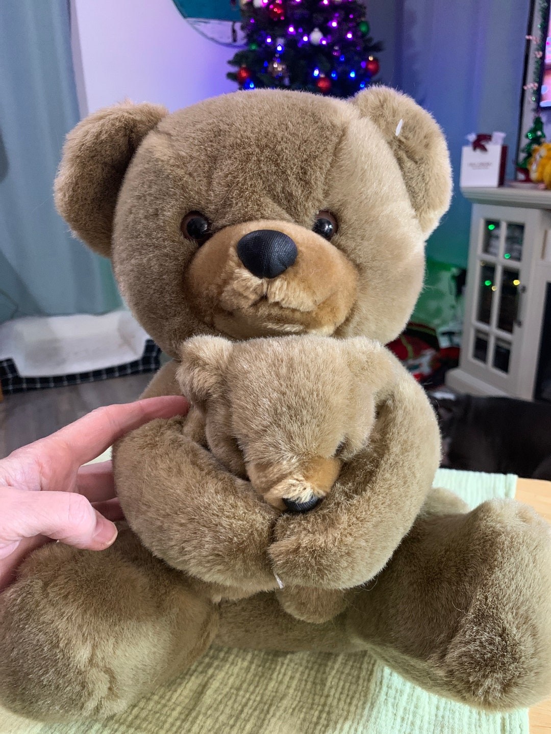 Vintage Playful Plush Brown Teddy Bear Plush. Mama With Baby - Etsy