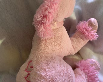Dan Dee Pink Unicorn Plush. Glitter Horn Hoofs and Harness. Pink Glitter Eyes Pink Glitter Hearts. Large Etsy