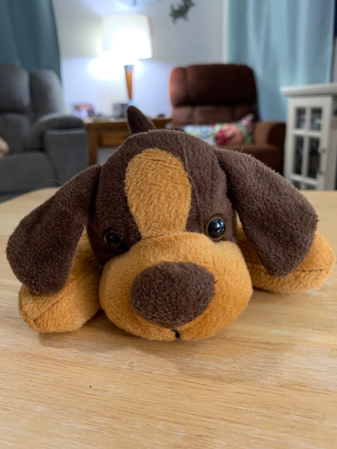 Brown and Dark Brown Puppy Dog Plush. Beanie Style. No Beans. Unknown Brand. Small. Great ...