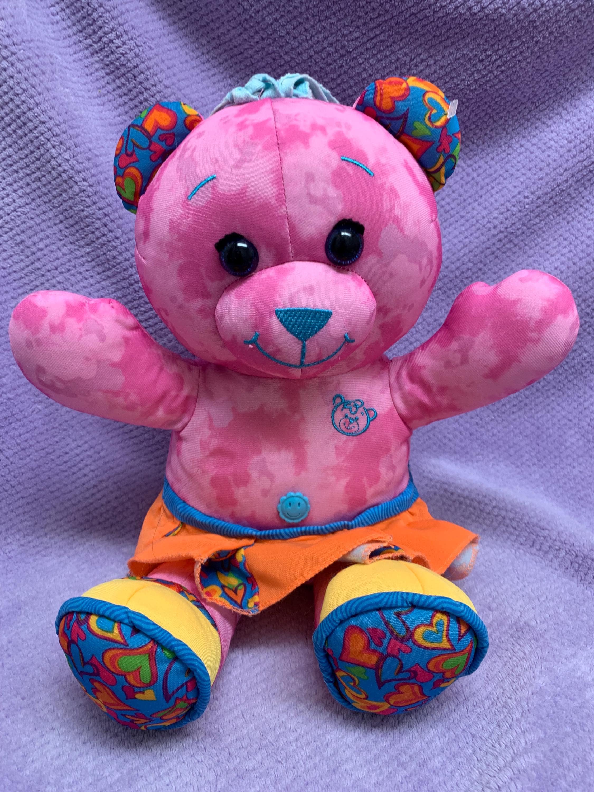 Vintage 1990s Pink Doodle Bear Plush Girl With Orange Skirt - Etsy