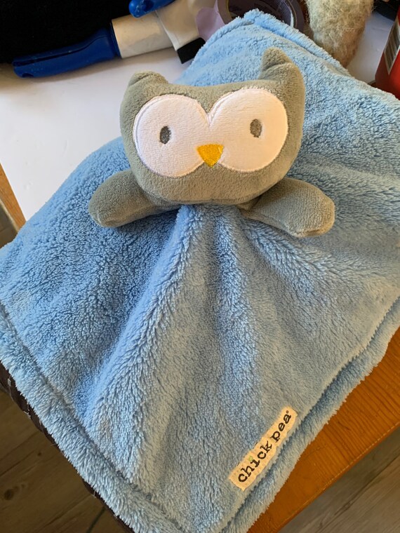 Blue Chick Pea Owl Lovie Lovey Security Blanket. Soft Etsy Canada