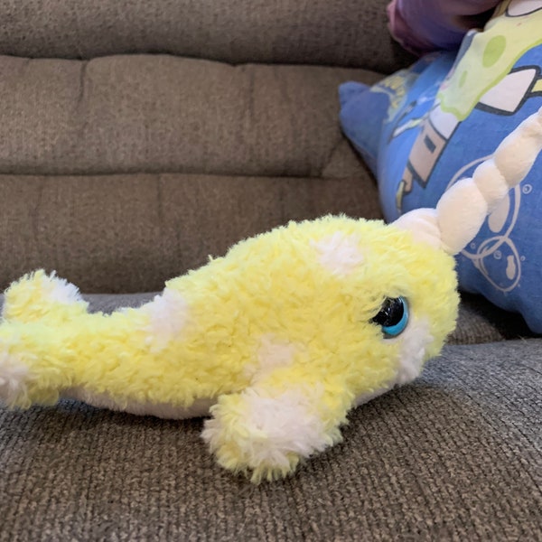 Applause yellow narwhal plush