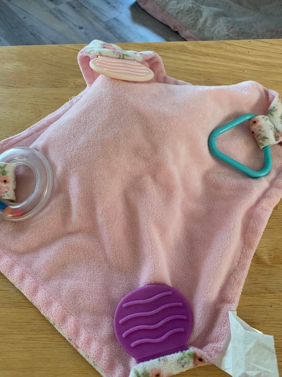 Pink Elephant Lovey Lovie Security Blanket Teether Plush. Modern Baby Etsy Canada