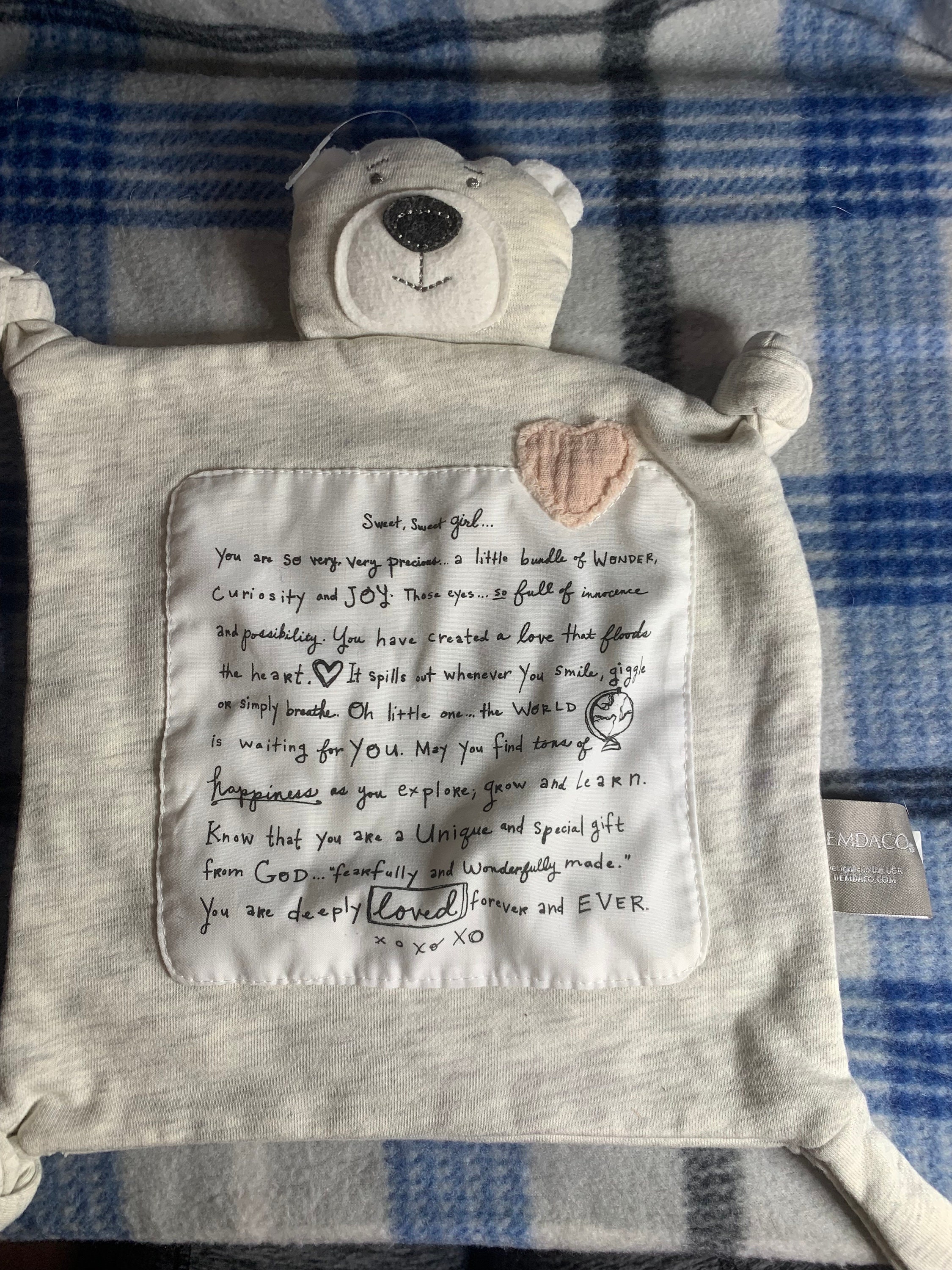 Embroidered Teddy Bear Love Crib Quilt