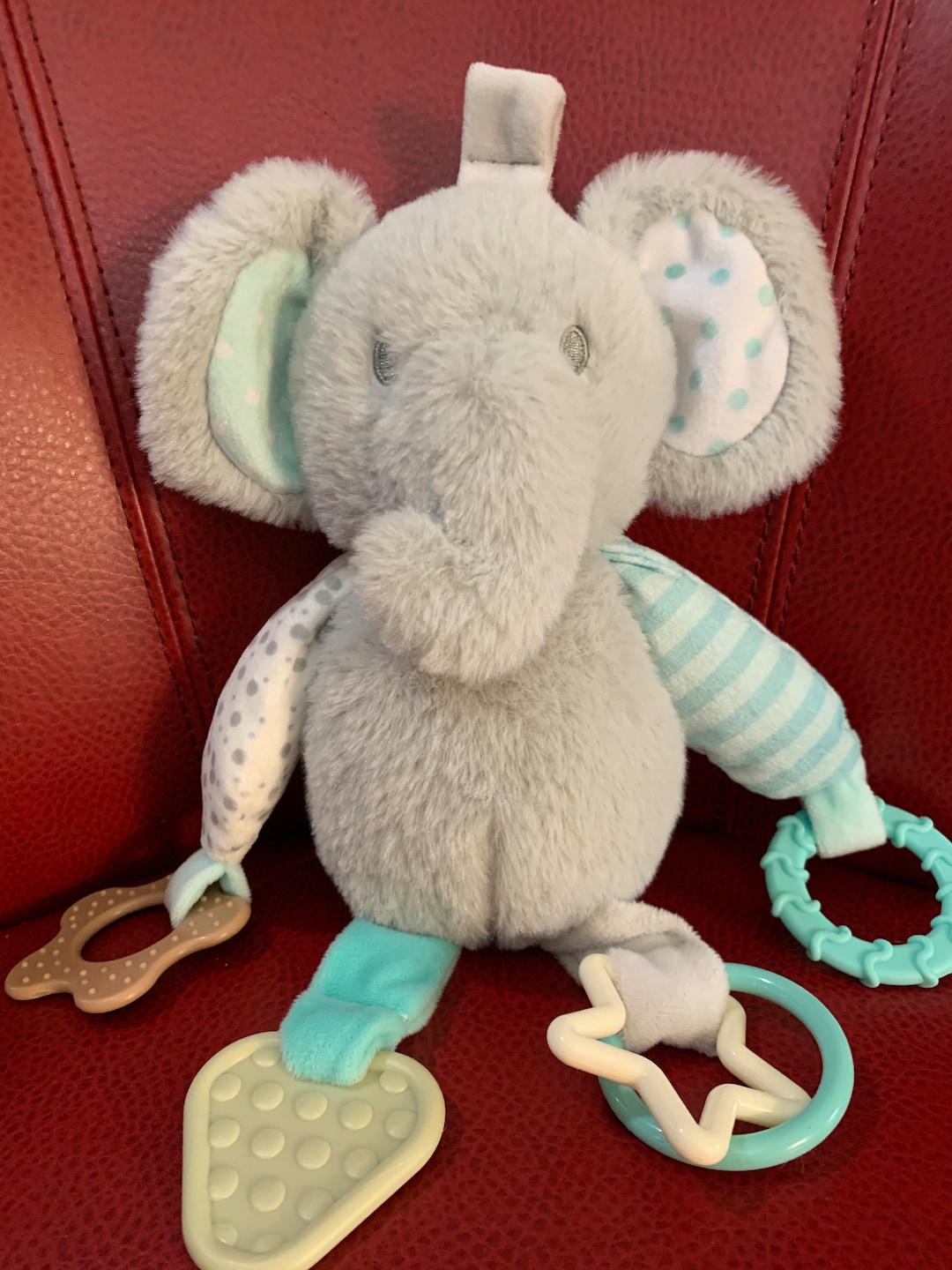 Kellytoy Kelly Baby Gray Elephant Teether, Stroller Hanger Baby Toy ...