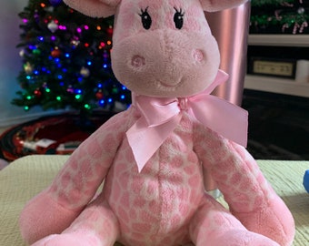 First and Main Pink Giraffe Rattle Plush