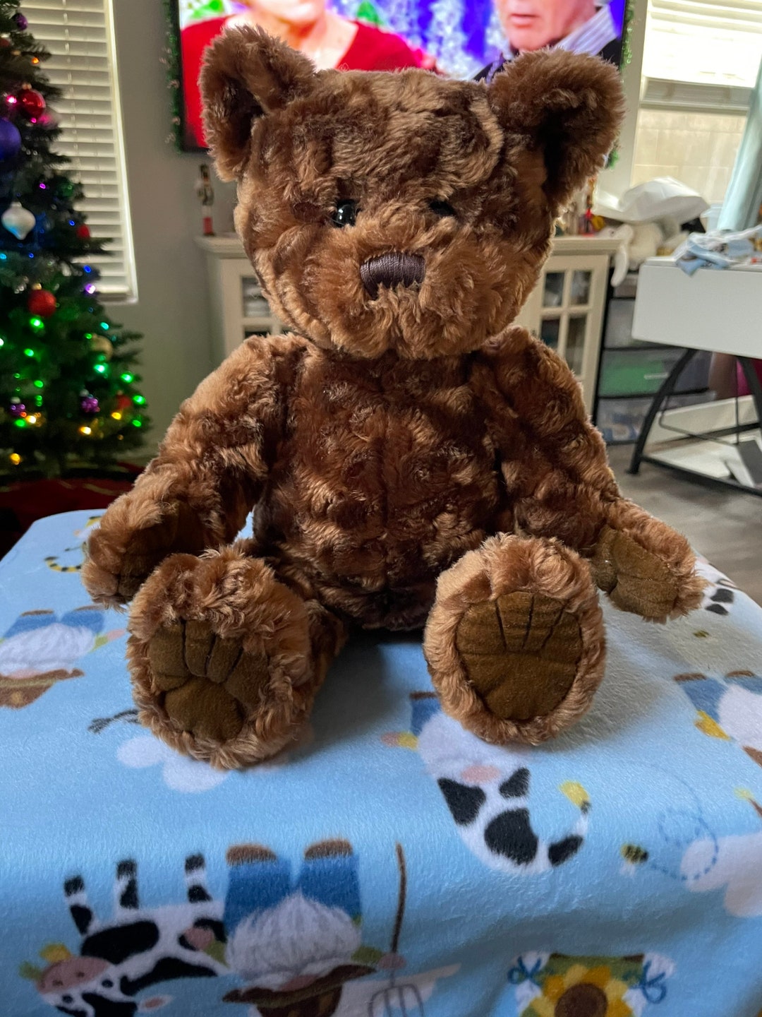 Cute Brown Curly Teddy Bear Stuffed Animal Plush Toy - Etsy