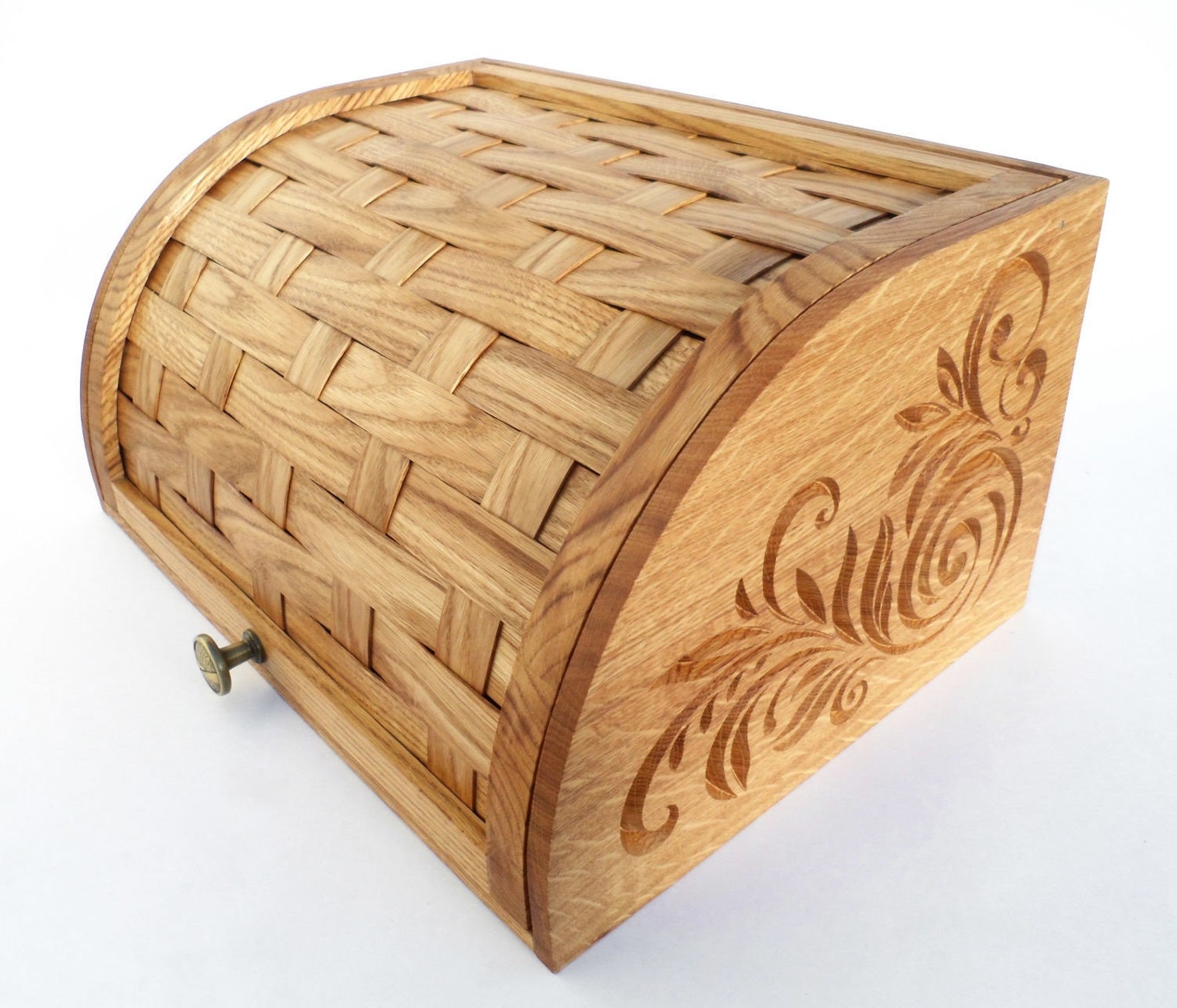 Bread Box made of wood / Oak Bread Bin Etsy