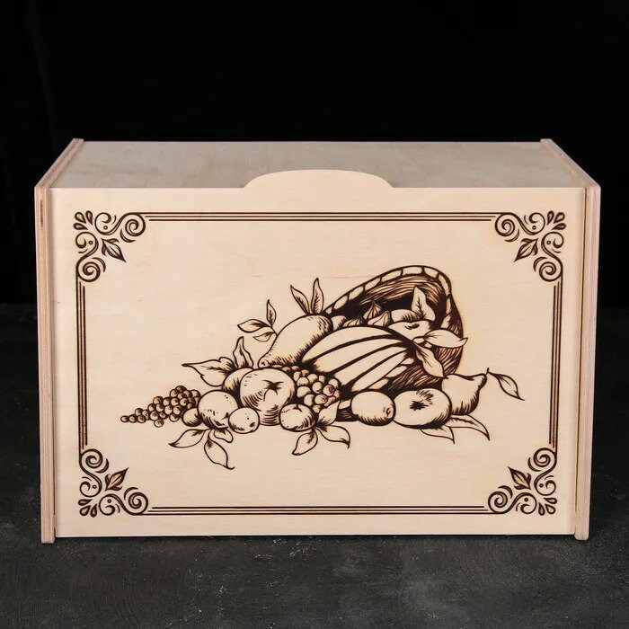 Caja de pan de madera Cubo de pan con una imagen Caja para | Etsy